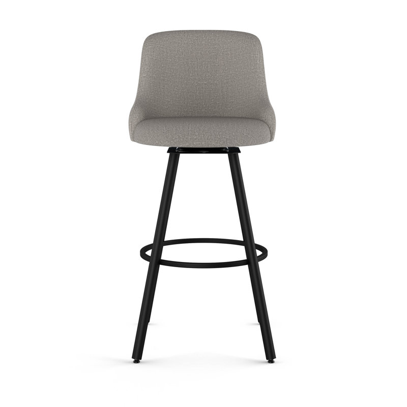 Alferd Swivel Counter and Bar Stool, Counter Stool (26" Seat Height), Black, Silver Gray
