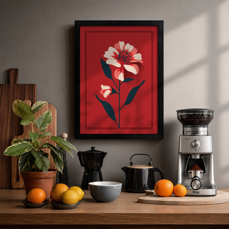 Crimson Bloom Botanical - Print, A1 - 84.1 x 59.4 cm, Black