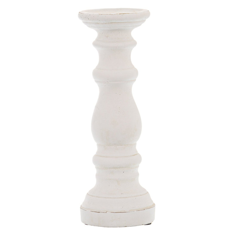 Concrete / Cement Tabletop Candlestick, White, 31cm H x 12cm W x 12cm D