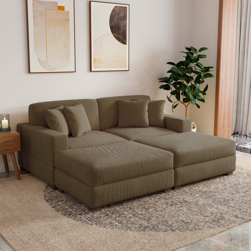 Milbrey 210.1Cm Square Arms Sleeper, Camel