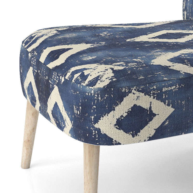 Chaise rembourrée Tribal - Chaise d'appoint en V à motif tribal Indigo, Chaise d'appoint sans accoudoirs