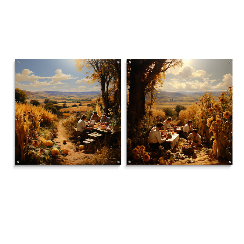 Récolte des pique-niques, ensemble de 2 verres muraux en acrylique, H 16 po x l 33 po
