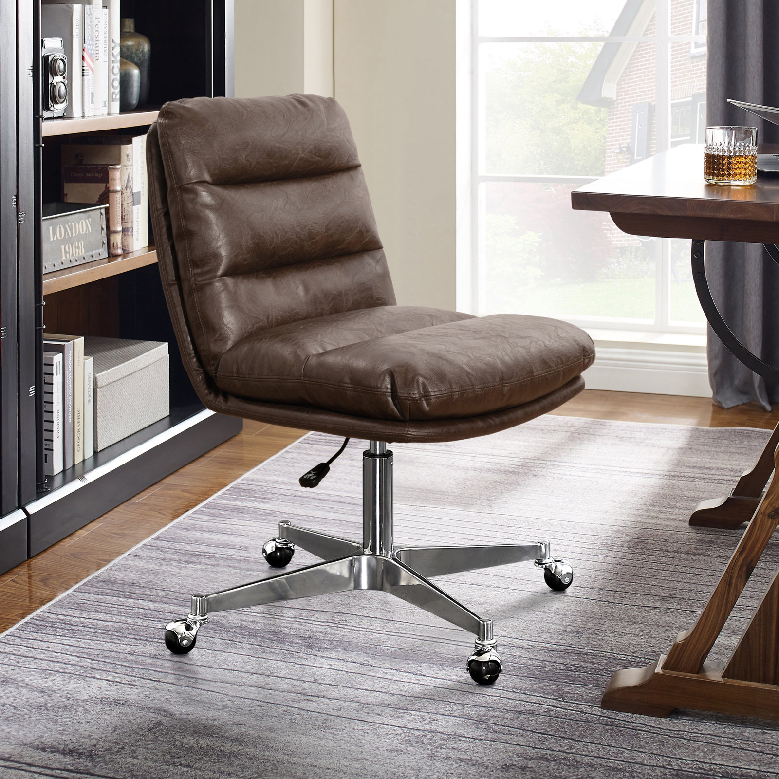 Paynesville Office Chair, Faux Leather, Dark Brown