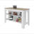 White and Natural Oak Open Storage Kitchen Island-409218736