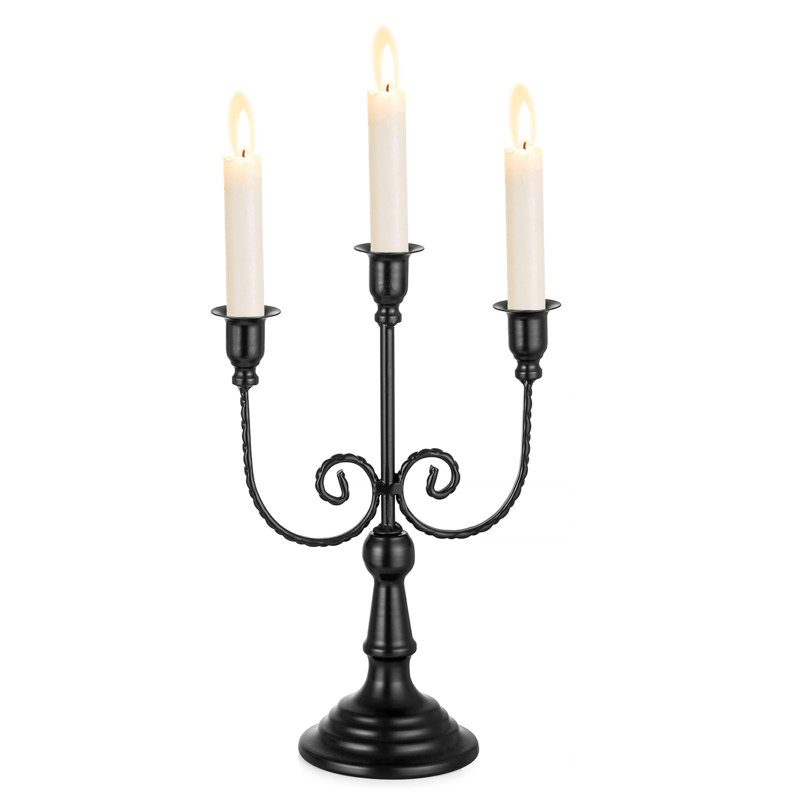 Arywn Metal Tabletop Candlestick, Black