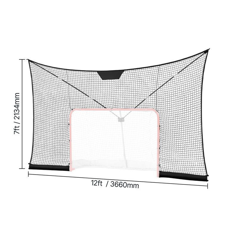 Filet de hockey avec filet de sécurité, filet de but de hockey durable de 12 pi x 7 pi avec couverture étendue, équipement léger et portatif pour l'entraînement dans la cour, assemblage facile, pour les jeunes adultes (FILET SEULEMENT)