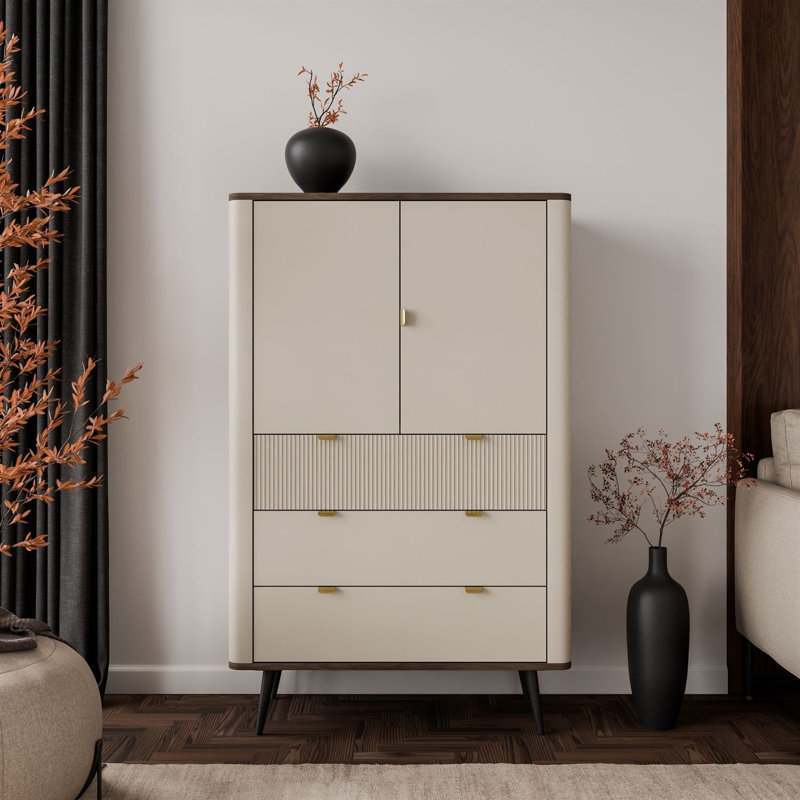 90cm Sideboard, cashmere / walnut