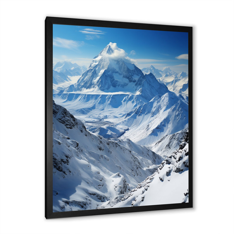 " Winter Snowy Peaks VI ", Black Single Picture Framed, 40" H x 30" W x 1.5" D