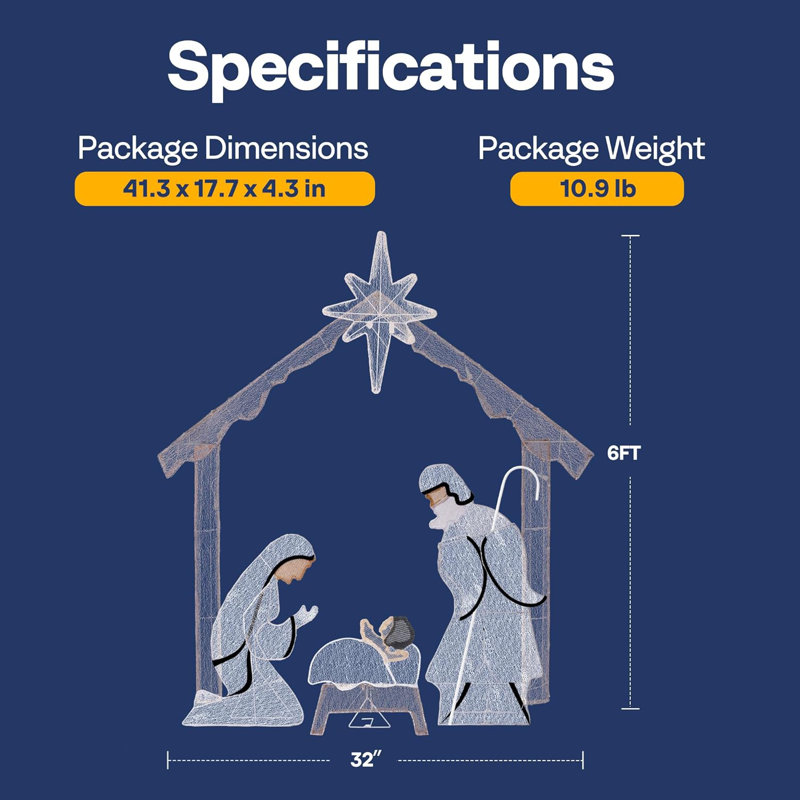 Crèche de Noël d'extérieur 6 pi Emila