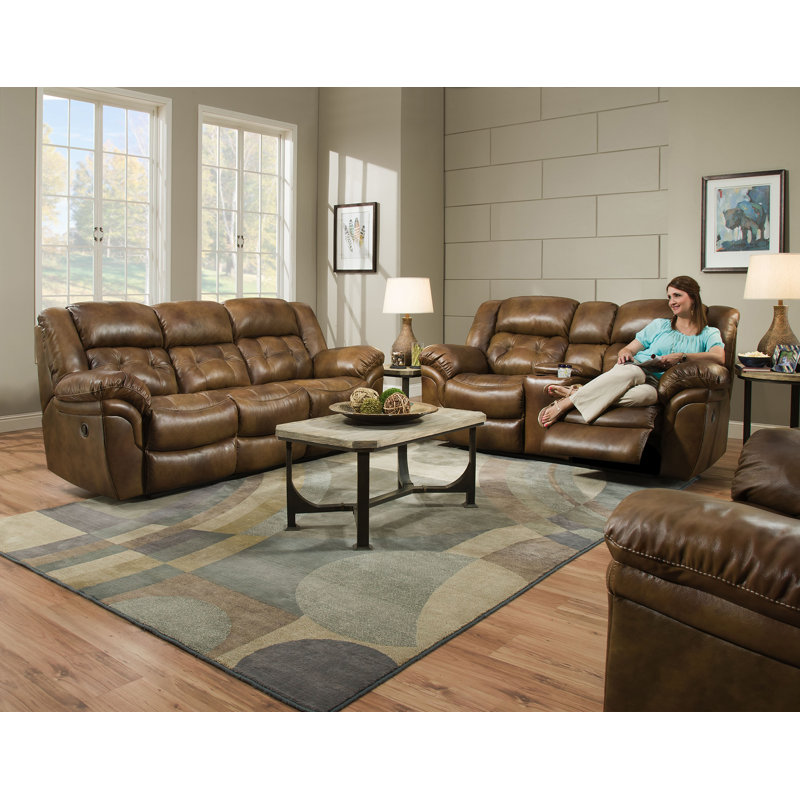 Marlayne Upholstered 93'' Reclining Sofa, Dark Brown, Power
