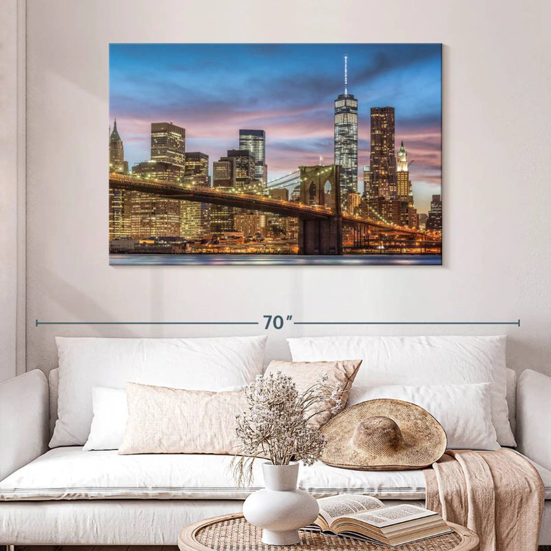 Lilie Brooklyn Bridge Skyline, H 32 po x l 48 po