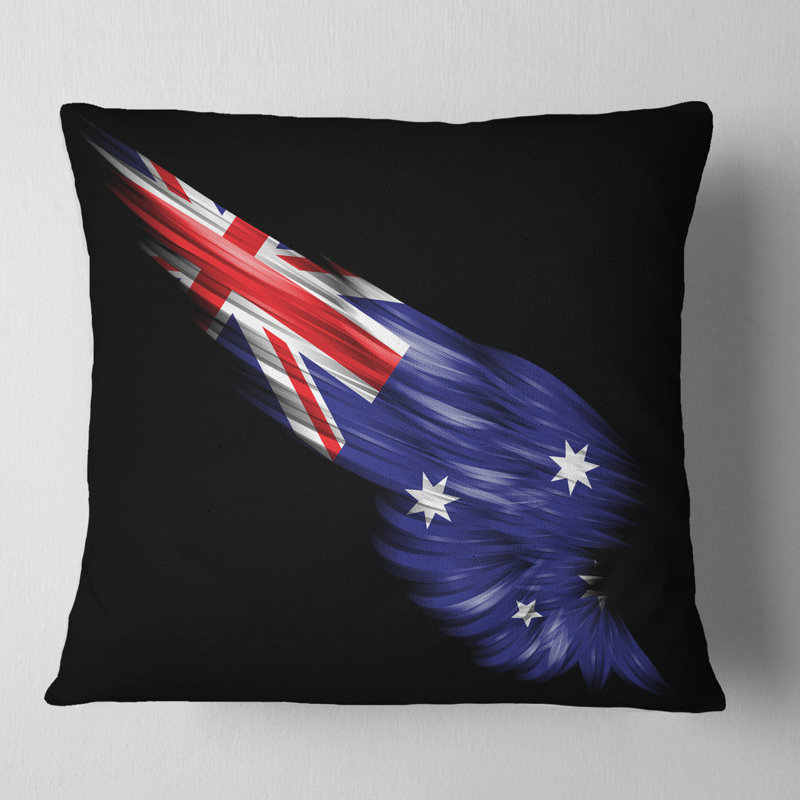 Aile avec drapeau australien - cartes et drapeaux imprimés, 16 po x 1 po, Coussin décoratif