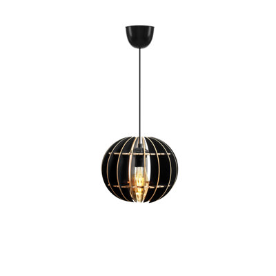 Élégant lustre sphérique (2 pièces), noir uni, 7,9 x 7,9 x 23,6 pouces | Corps en panneau de fibres à densité moyenne durable, câble réglable, douille E27 (40 W maximum) | Design scandinave moderne, parfait pour le salon et la salle à manger