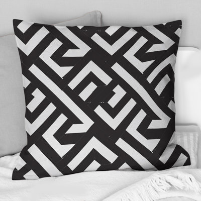 Black White Triangle Patterns III - Modern Throw Pillow