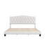 Lit plateforme tapissier avec tête de lit courbée et détails capitonnés Diamond, beige