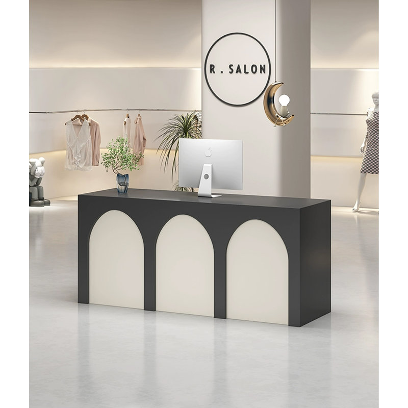 59.06" Black+White Standard Manufactured Reception Desk