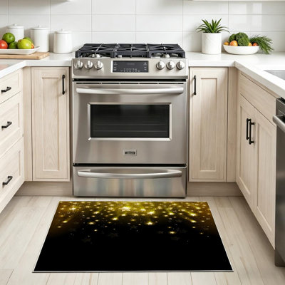 Black Gold Stars Star Award Night Anniversary Confetti Christmas Sky Machine Washable Indoor Area Rug
