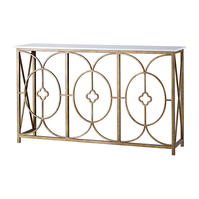 Rogue 60" Console Table, Royal Gold, Carrera Marble