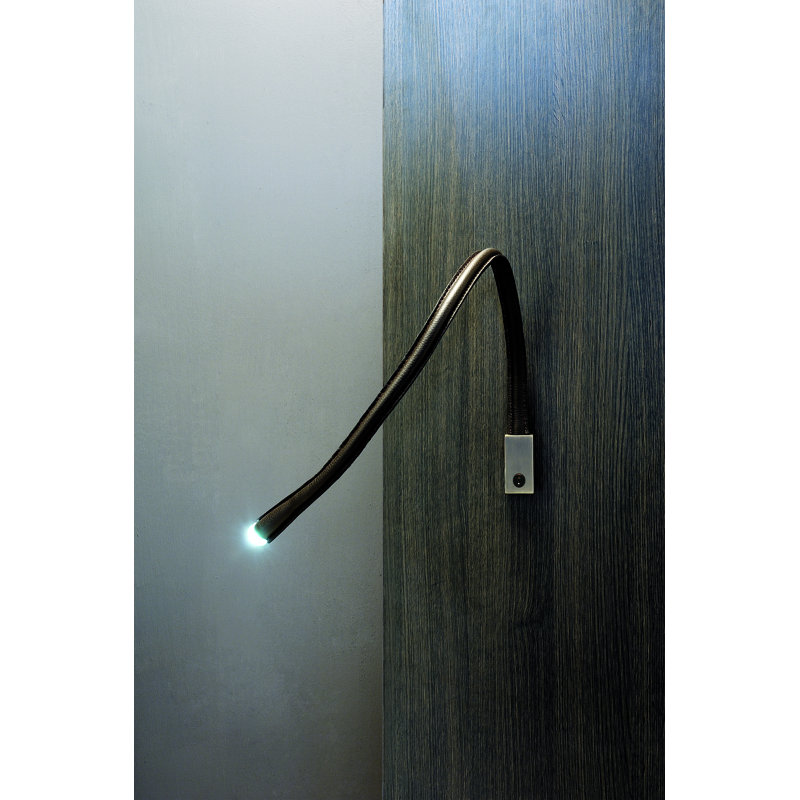 Flexiled Ap Leather 1-Light Spotlight, Black , Satin Nickel, 23.6" H x 4" W x 2" D