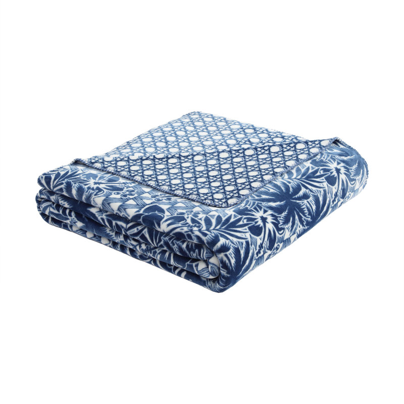 Couverture ultra douce Tommy Bahama Lanikai Fronds, Très grand lit, Bleu / blanc