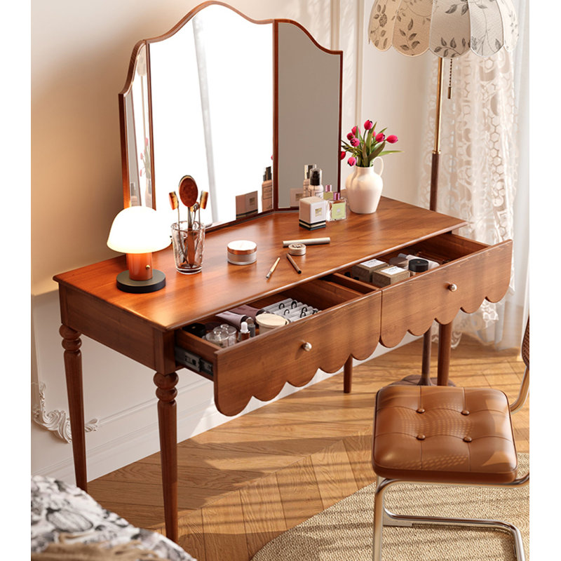 Coiffeuse de buis vintage américaine avec miroir pour chambre à coucher