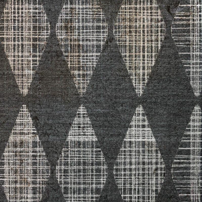Tapis à poils longs de qualité supérieure lavable à la machine Dream ADS578, Charcoal, Rond 8 pi