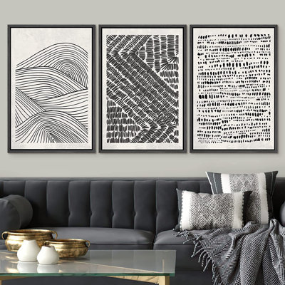 " Pastel Geometric Landscape " 3 - Pieces