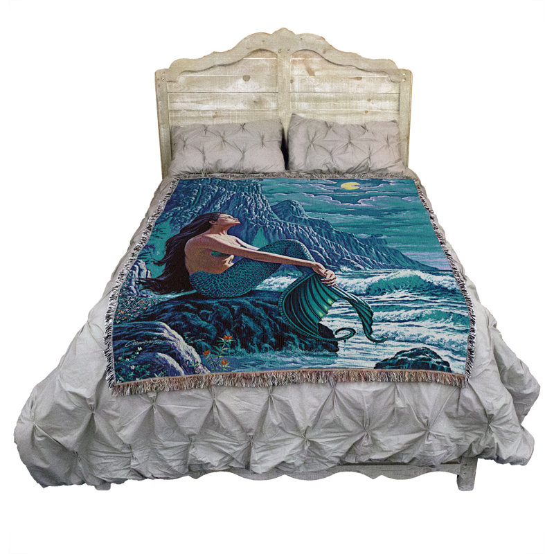 Pure Country Weavers Serenity Mermaid Blanket by Wil Cormier - Gift Fantasy Tapestry Throw Woven from Cotton - Made in the USA (72x54)