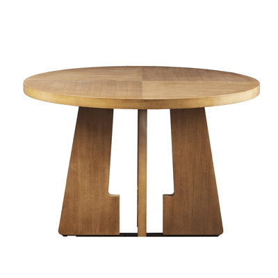 Table de salle à manger ronde en placage de pacane de 44 po, pour 4 à 6 personnes, avec table ouverte en placage, structure de base stable