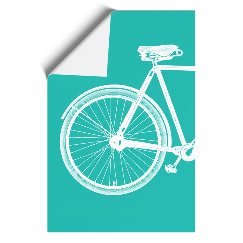 Bicycle Abstract Teal - Frameless Print, 59cm H x 42cm W x 0.1cm D