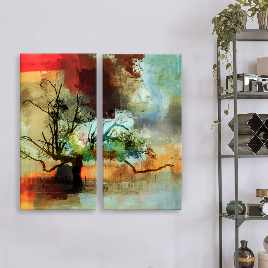 'Abstract Landscape I' 2 Piece Graphic Art on Canvas Set Wrought Studio™