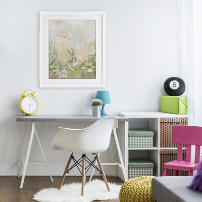 Nursery Bunny in Meadow Framed Print Under Glass, design by Arlington Prints
