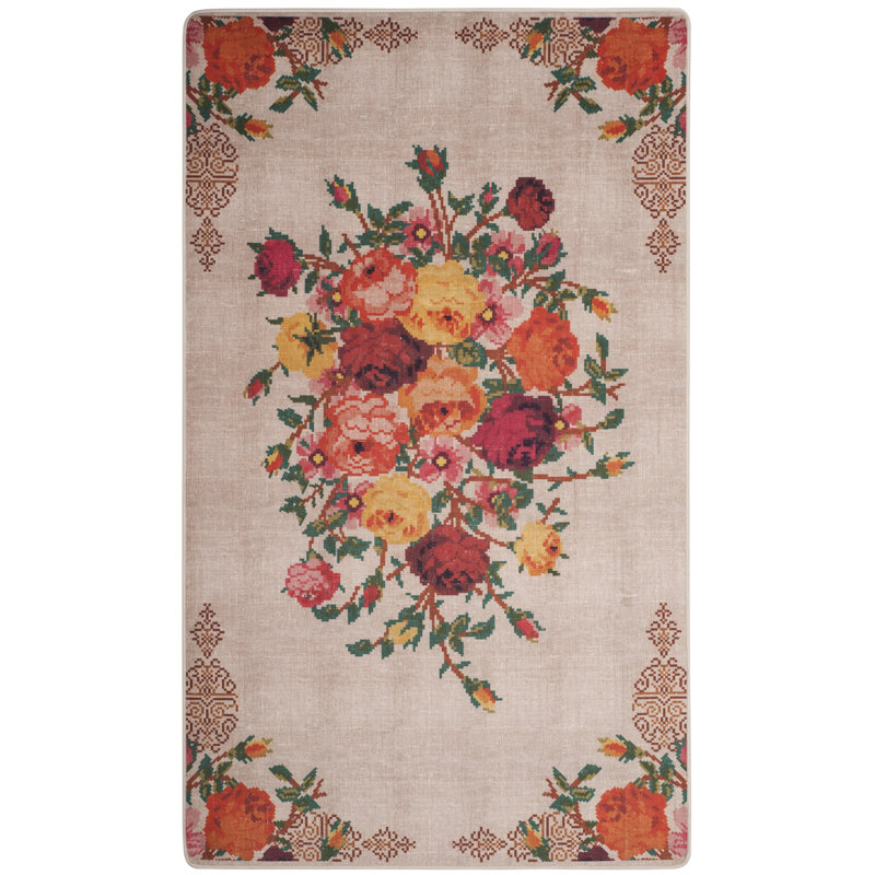 Leifsson Performance Machine Washable Floral Rug, Rectangle 4' x 6'