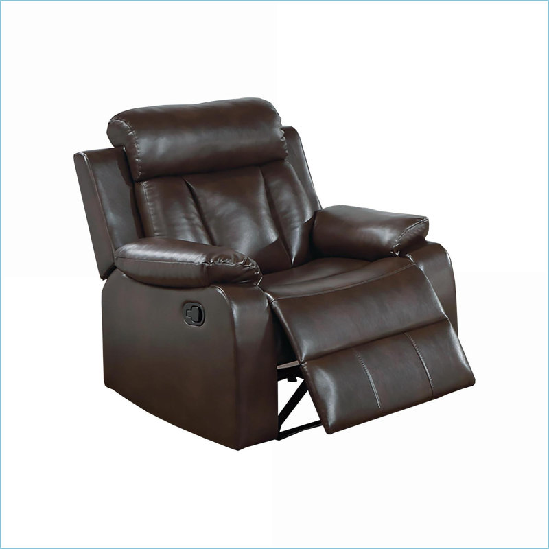 Fauteuil inclinable manuel simple avec accoudoirs coussinés Appui-tête | Brun | Cuir PU