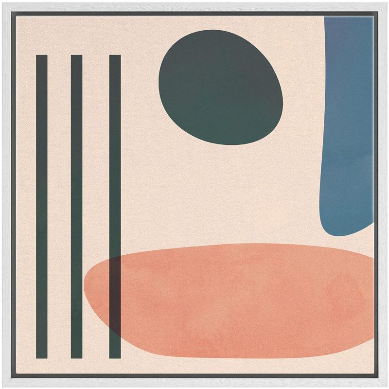 «Geometric», reproduction encadrée sur toile, H 24 po x l 24 po, Blanc