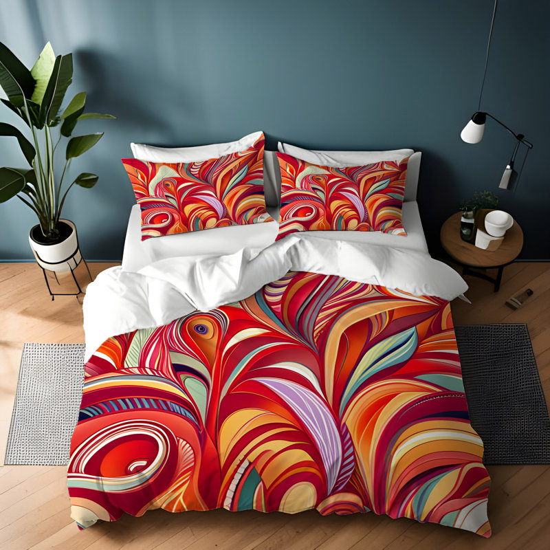 Polyester Abstract Duvet Cover, King Duvet Cover + 2 King Shams
