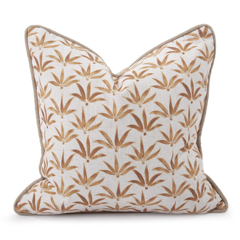 20 x 20 Pillow  Hemp - Down Insert, Gold Floral