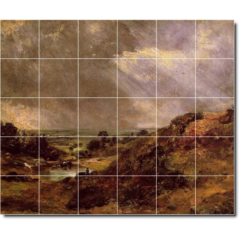 Carreau de céramique décorative 25,5 po x 21,25 po 4,25 po x 4,25 po, Paysage 01921