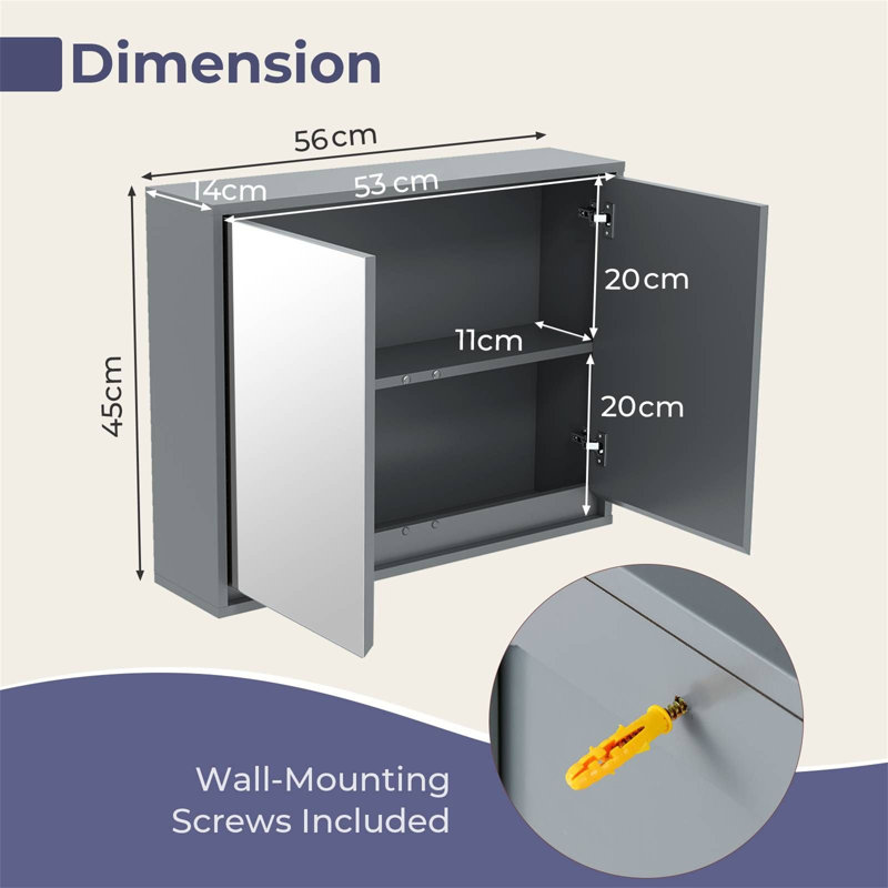 W H Wall Mounted Required Medicine Cabinet Mirror