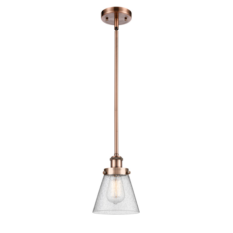 Mini-luminaire suspendu à cordon 1 lumière Ballston Urban Cone, Grainé, Cuivre antique, Ampoule non incluse