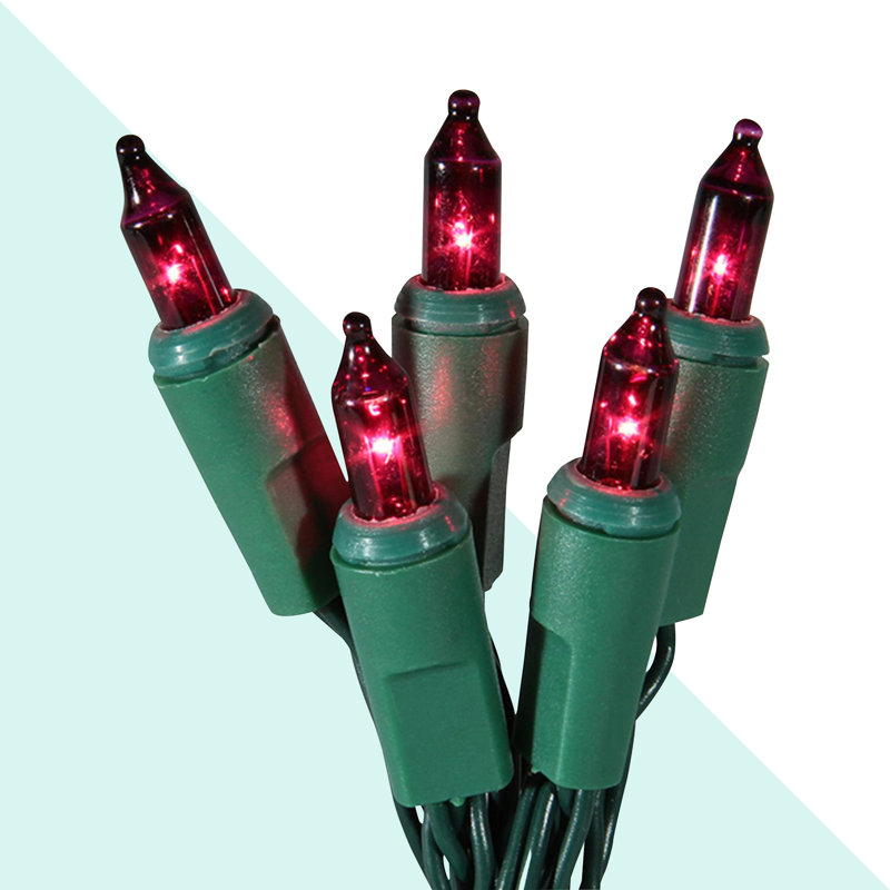 Guirlande de 20 lumières à piles, Vert / mauve rosé