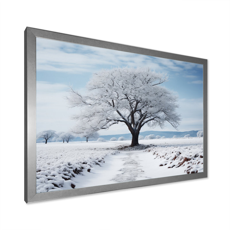 " White Tree Winters Silence ", 16" H x 32" W x 1" D, Silver