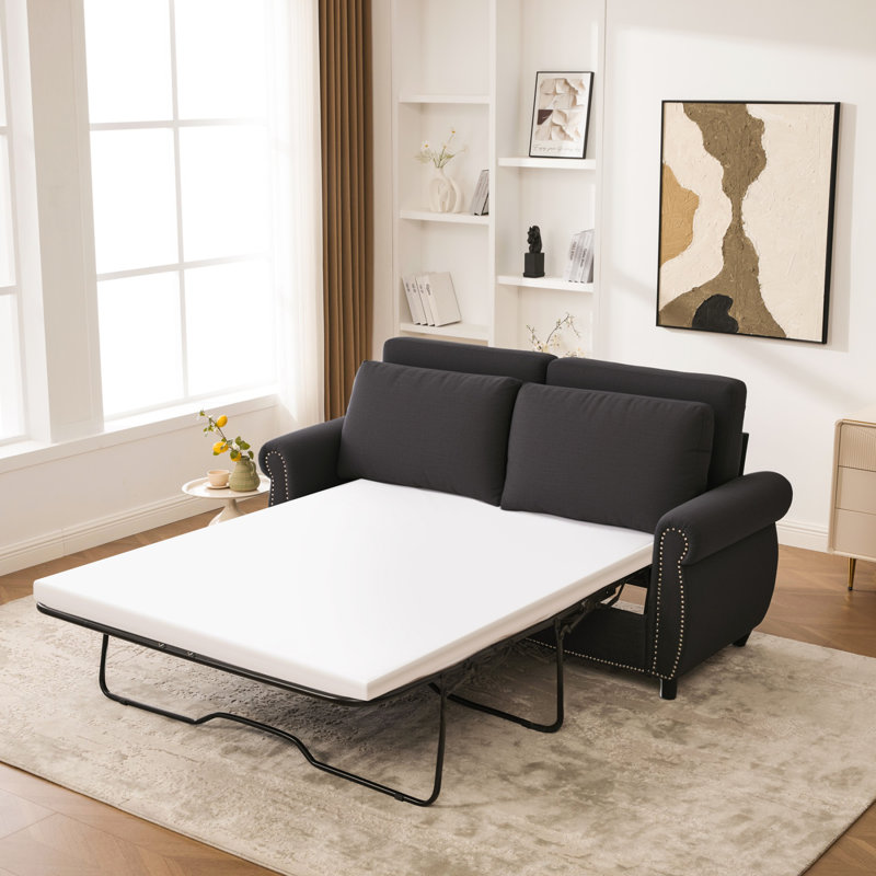 Canapé-lit, canapé-lit avec matelas en mousse à mémoire de forme, canapé convertible en lin moderne pour petits espaces