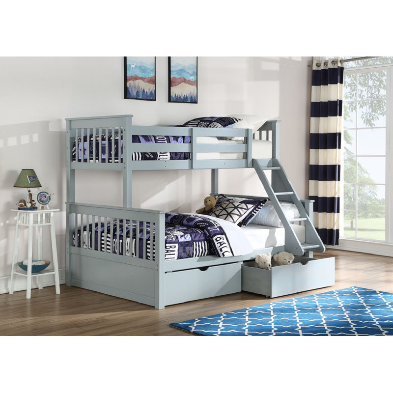 Geyer Double (4'6) Bunk Bed with Storage Included with Built-in Ladder Included, Grey