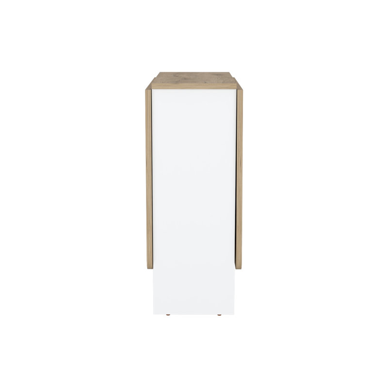 Gateleg Folding Table Space-Saving with Compact Design, White / Macadamia - Living Room