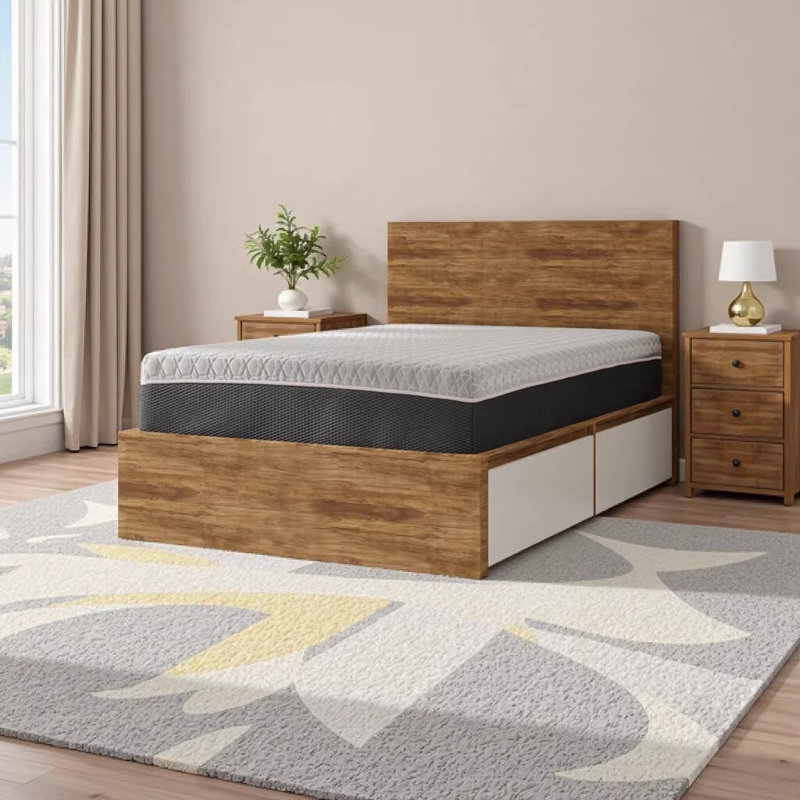 Matelas double en mousse viscoélastique hybride infusée de cuivre avec housse en tissu rafraîchissant et support à ressorts ensachés