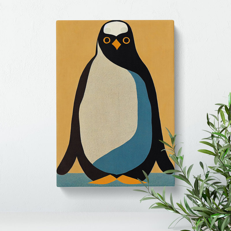 Retro Penguin Art No.3 - Wrapped Canvas, 76cm H x 50cm W x 3cm D