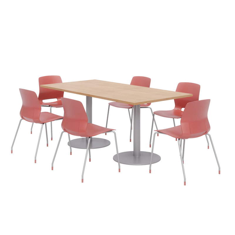 Ensemble de table de salle à manger rectangulaire 72 "et chaise, Corail, Érable