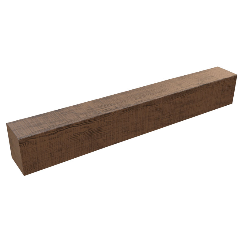 Rustic Sawn Heritage Timber Faux Wood Fireplace Mantel, Kona Brown, 7.5" H x 66" W x 9.5" D