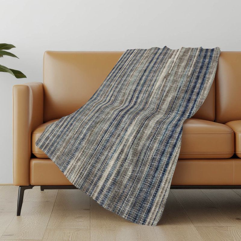 Jeté One Pixie Street Luxury 50x70 "Soft Touch, Rayures terreuses texturées